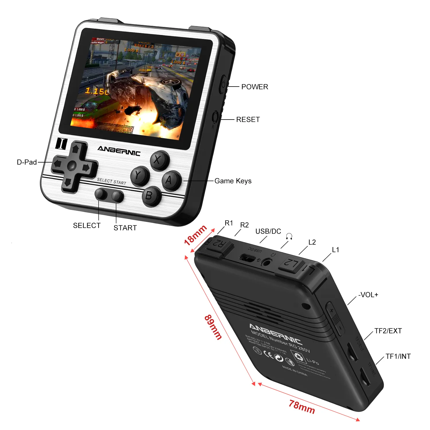Retro Console Handheld ANBERNIC RG280V: Mini Handheld Game Console