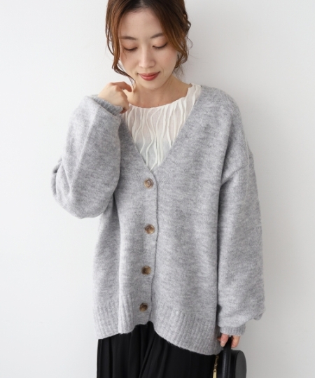 WEB限定アイテム》ウォッシャブルVネックワイドカーディガン/le.coeur