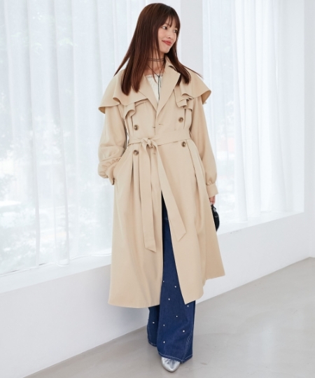 ドレープフリルトレンチコート/MAJESTIC LEGON(マジェスティックレゴン