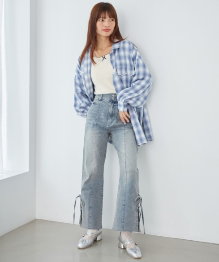 リボン付きスクエアネックトップス/MAJESTIC LEGON(マジェスティック