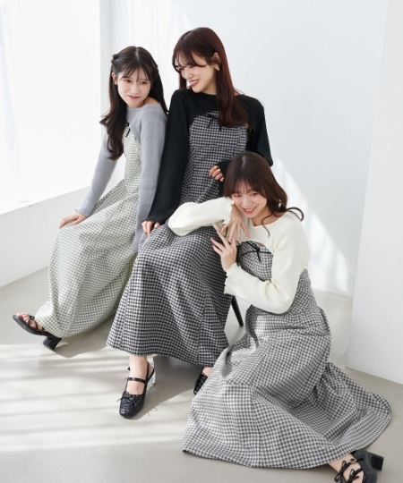 リブニット×デコルテオープンワンピ/MAJESTIC LEGON(マジェスティック