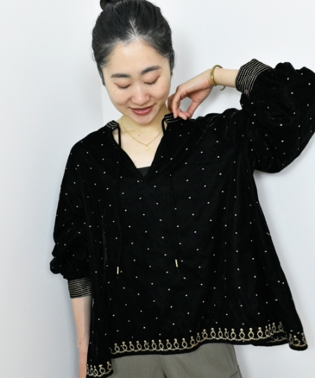 TORRAZZO DONNAベロア刺繍ブラウス/le.coeur blanc(ルクールブラン