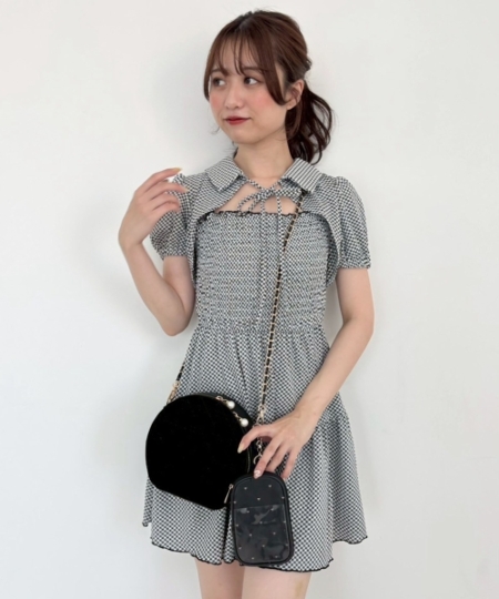 襟付きデコルテオープンミニワンピ/MAJESTIC LEGON(マジェスティック