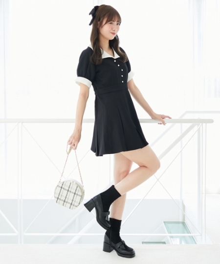 衿配色ミニワンピース/MAJESTIC LEGON(マジェスティックレゴン