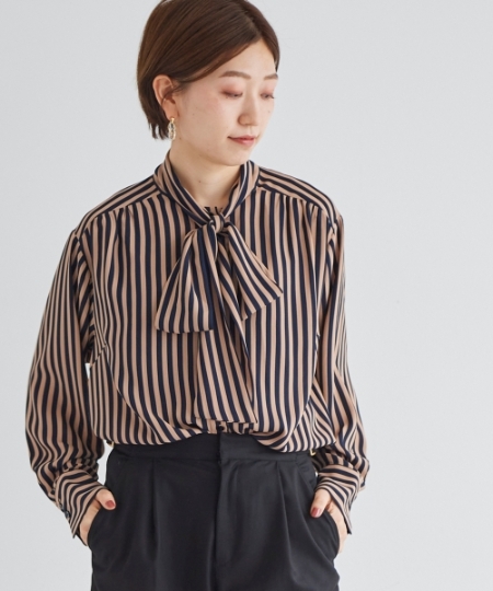 手洗い可能》ストライプボウタイブラウス/le.coeur blanc(ルクール