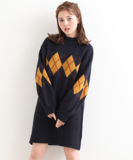 アーガイルニットワンピース/MAJESTIC LEGON(マジェスティックレゴン