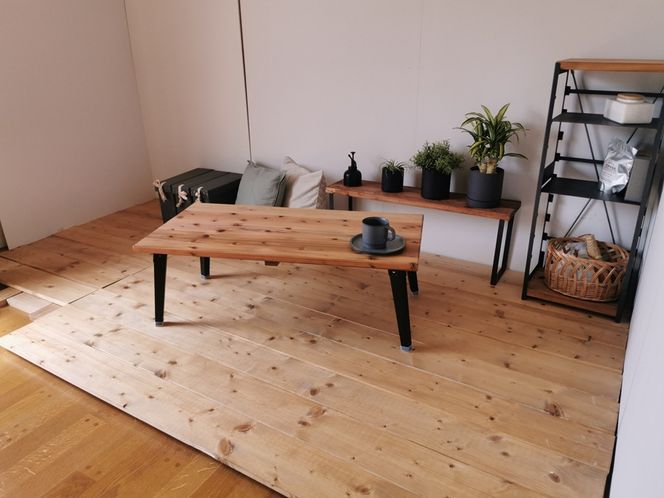 無垢材 折りたたみローテーブル ライトブラウン 約W100×D50cm