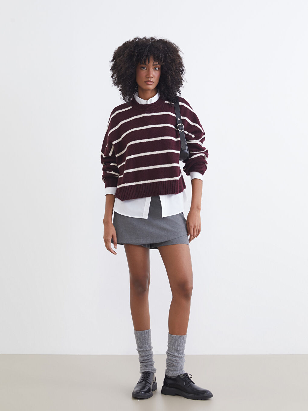 XSIDE Crew Neck Striped Oversize Women's Knitwear Sweater