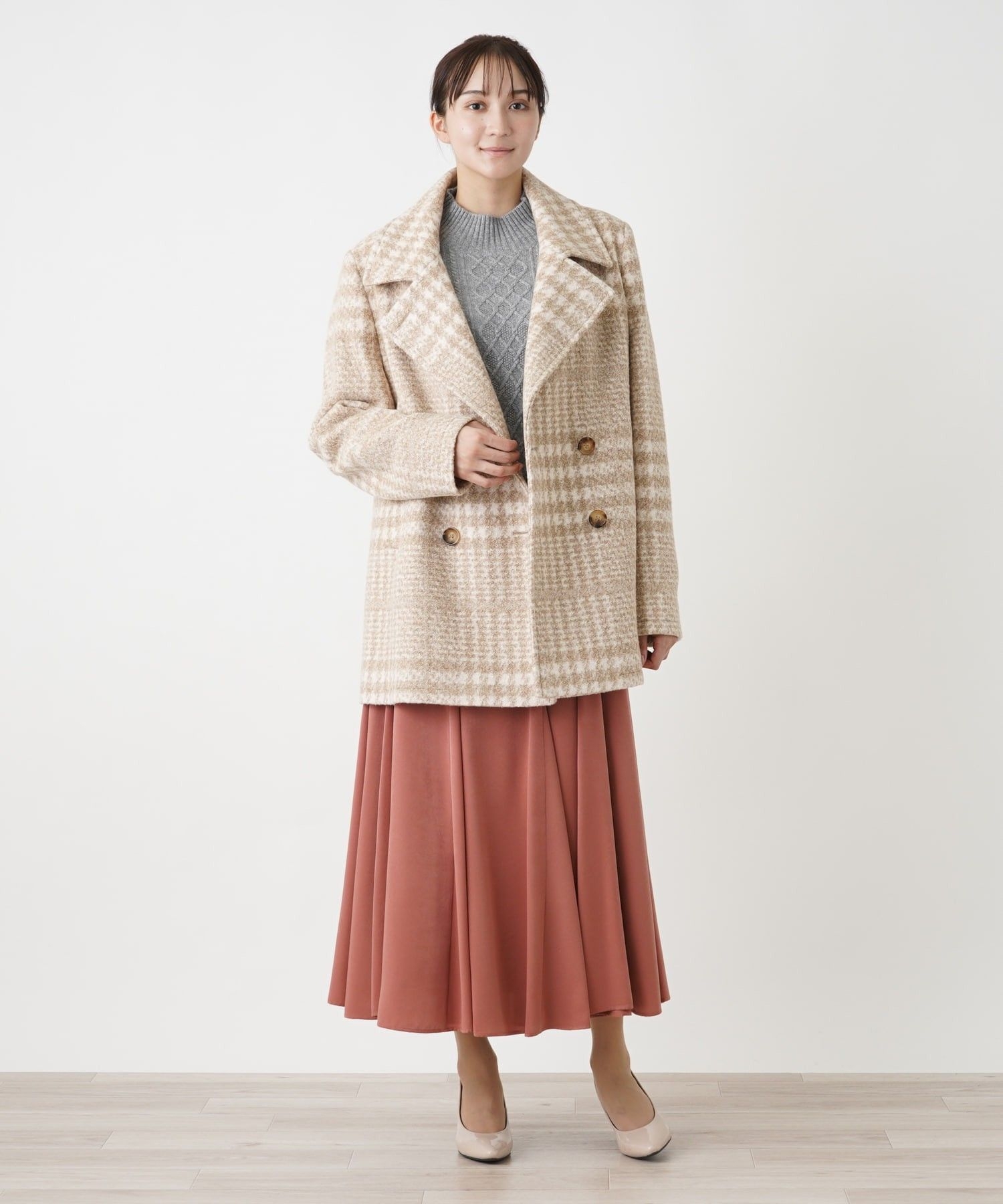 チェック柄ダブルハーフコート【CINZIA ROCCA】|レリアン プラスハウス