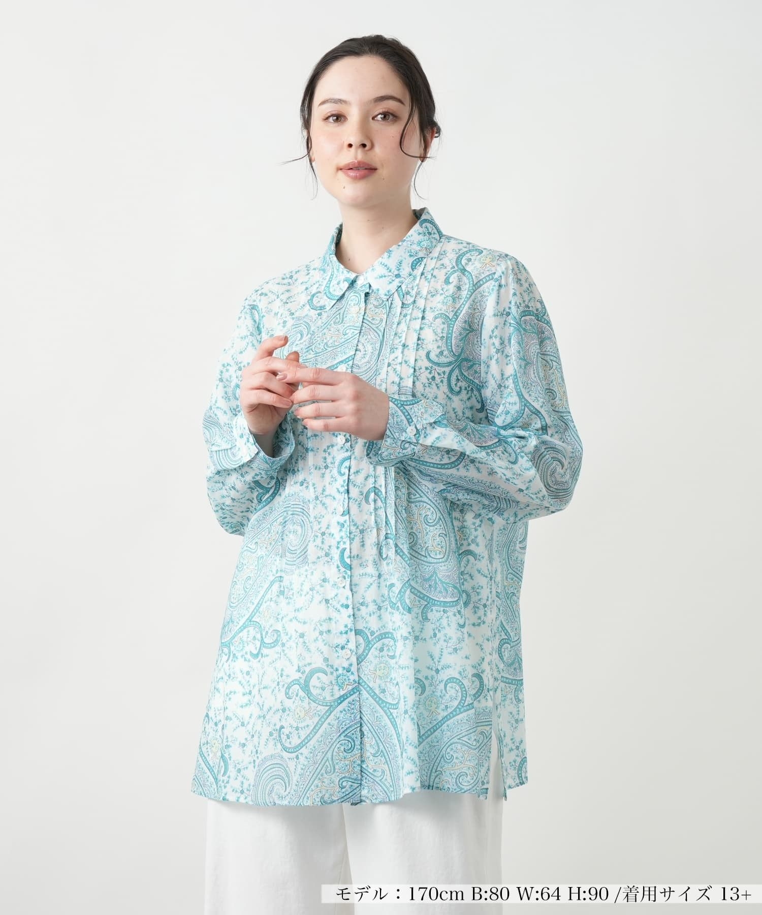 店舗人気】【ウォッシャブル】ペイズリーブラウス【ERICA】【プラス