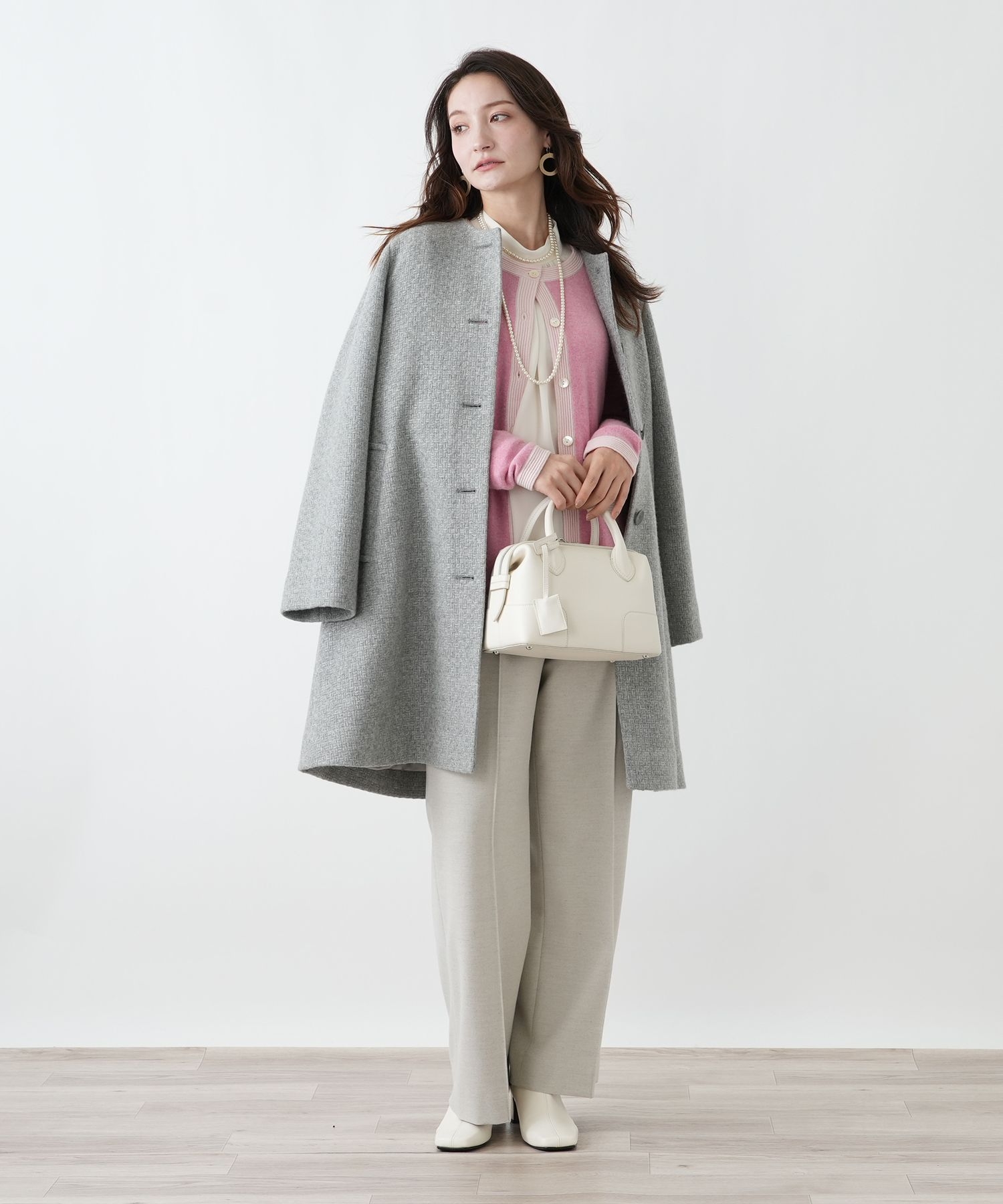 カシミヤノーカラーコート【25年11月カタログ】|レリアン | レリアン