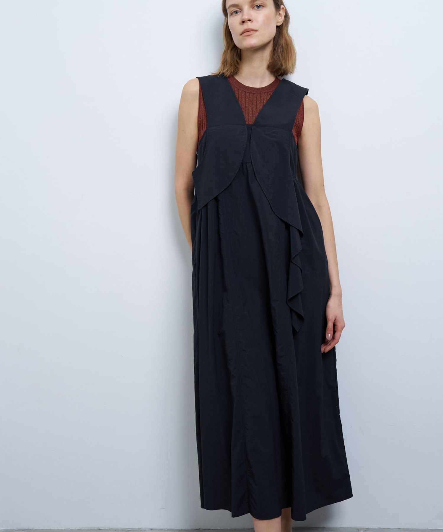 アシンメラッフルノースリーブワンピース|LANVIN en Bleu | レリアン