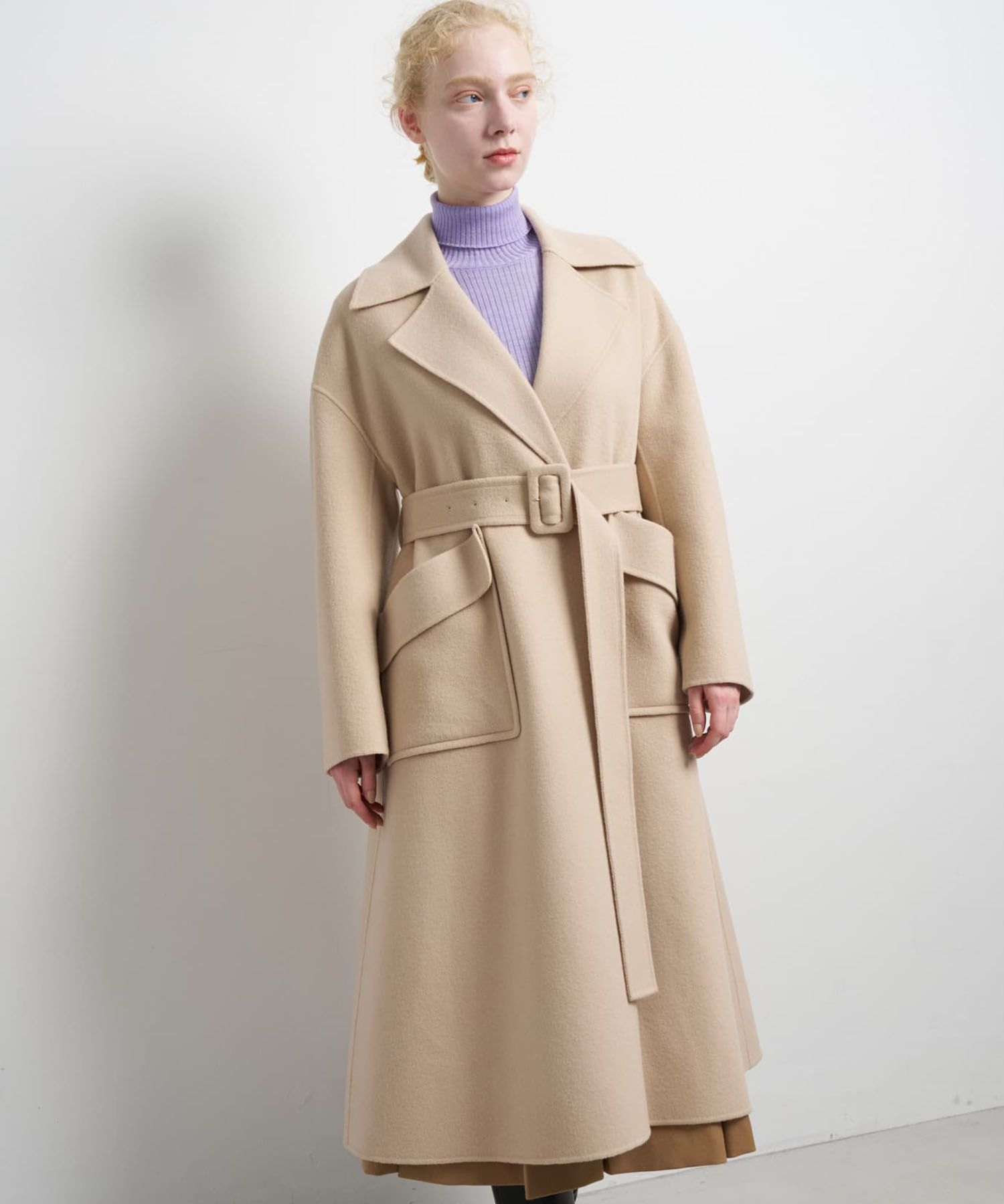 SUPER140 ウールリバーフレアコート|LANVIN en Bleu | LANVIN en Bleu