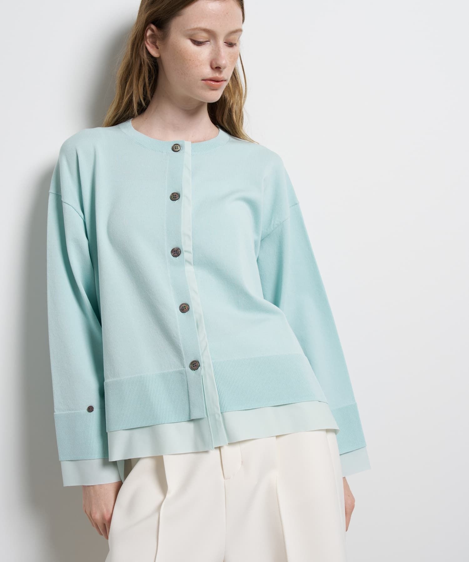 シャツトリムニットコンビカーディガン|LANVIN en Bleu | LANVIN en