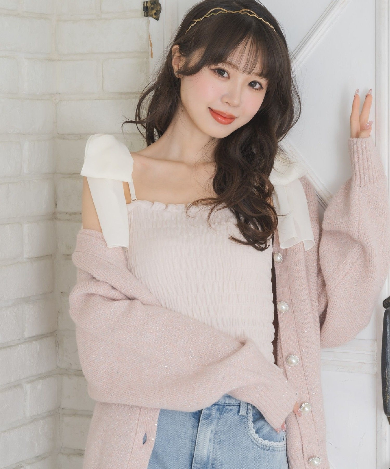 肩リボンシャーリングキャミ|ems excite | RETRO GIRL ONLINE STORE