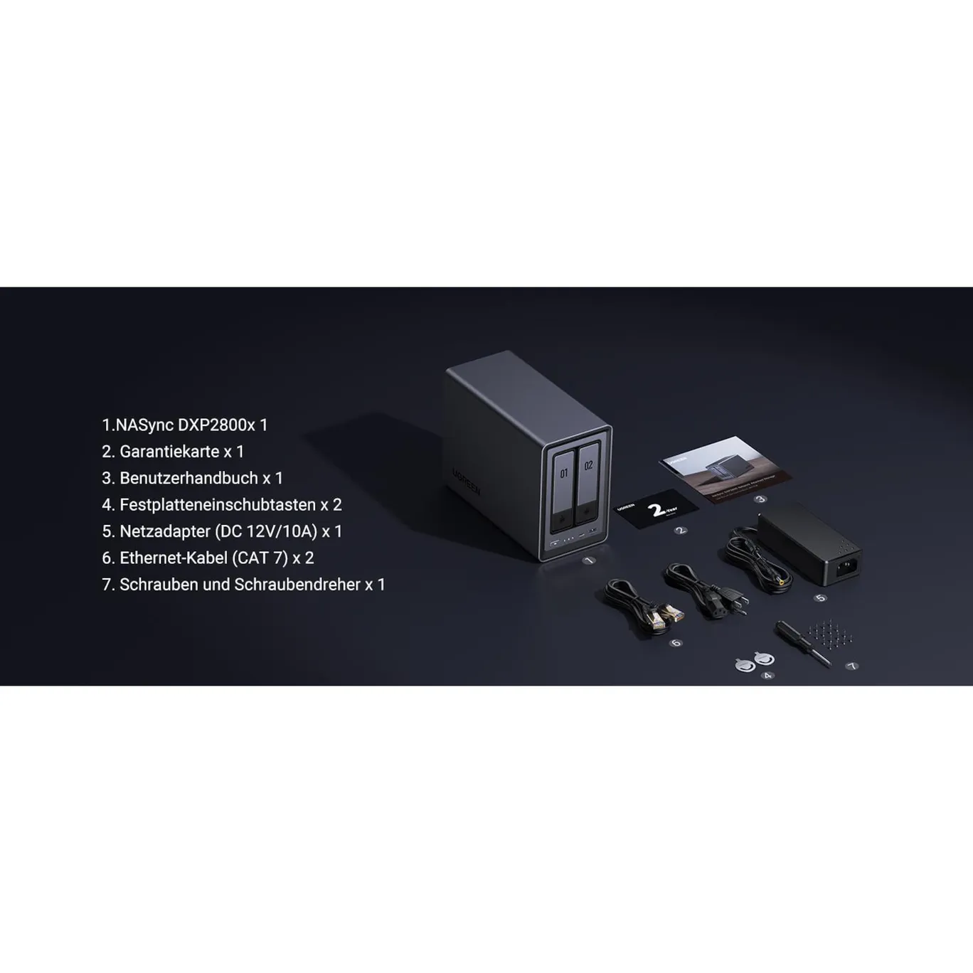 UGREEN NASync DXP2800 NAS System 2-Bay 16TB inkl. 2x WD WD80EFPX