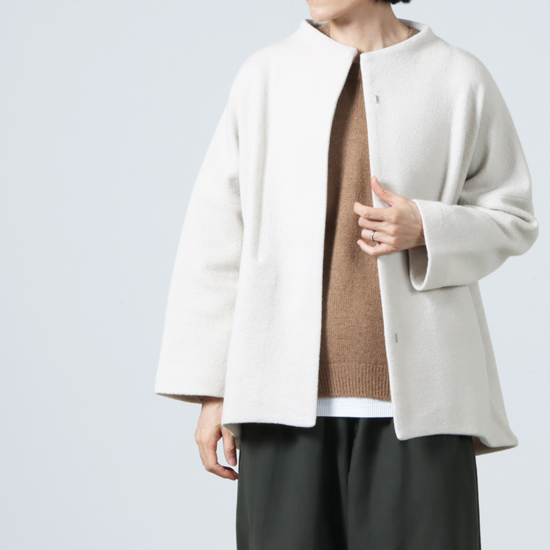 evameva (エヴァムエヴァ) press wool short coat / プレスウール