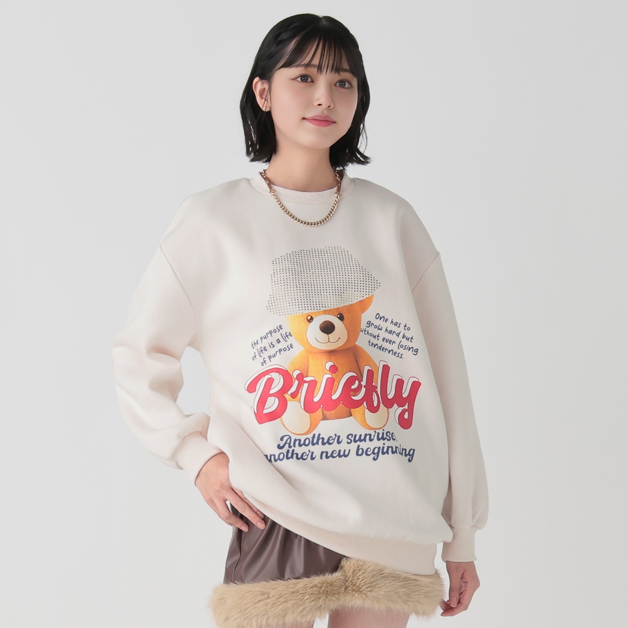 裏起毛クマラインストーンプルオーバー レディス Doublefocus(ダブル