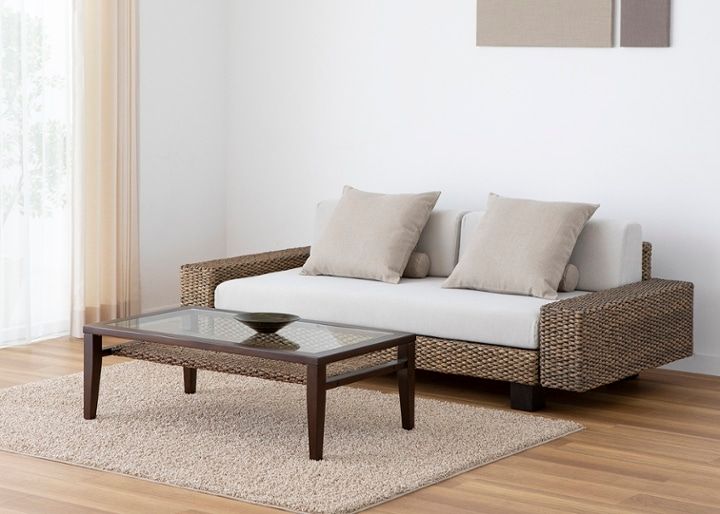 ケイ・ローテーブル (ヒヤシンス)～収納付き～涼しげなガラス天板と