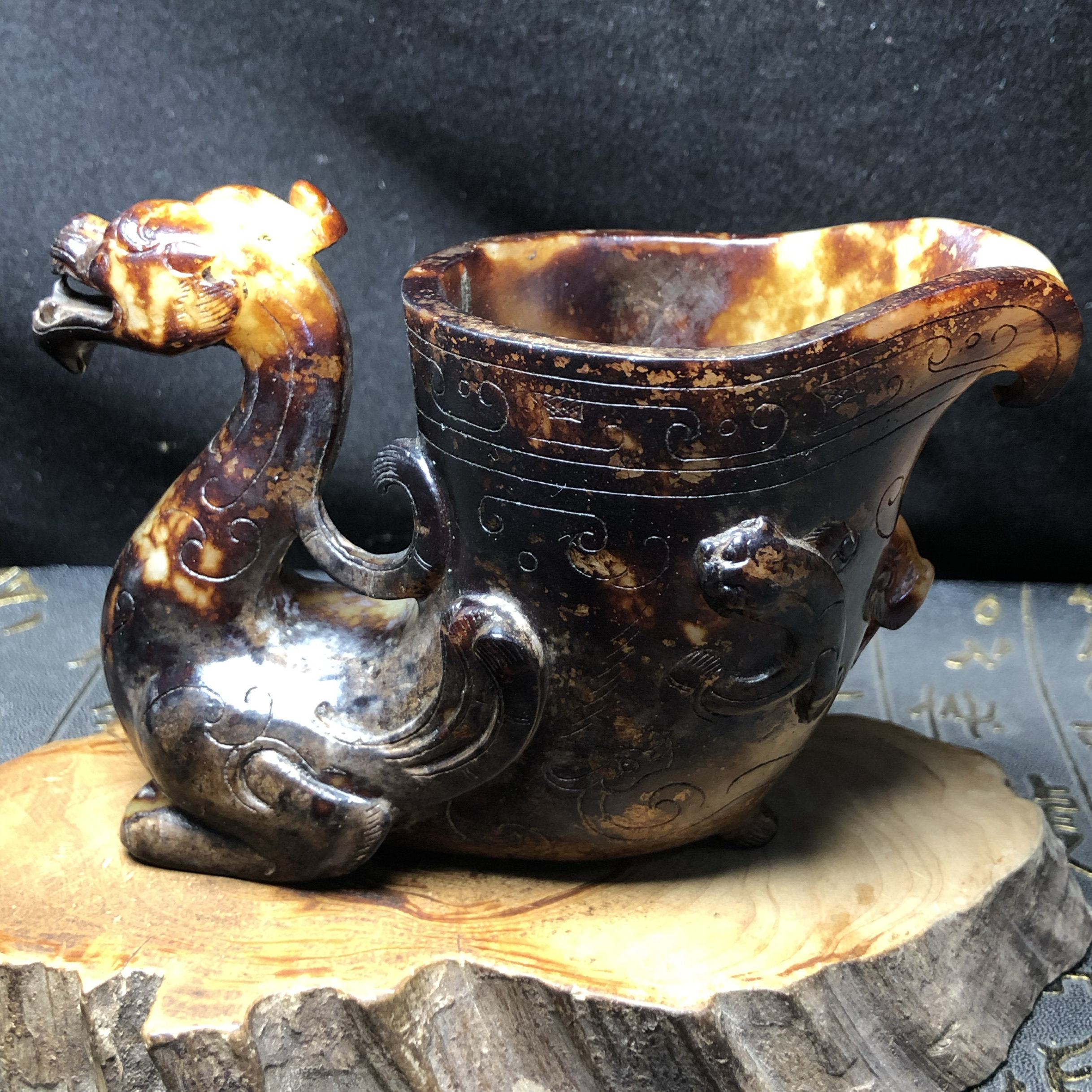 本玉 時代物 お守り 和田玉 漢～唐代 骨董 古玩 開運 龍 リアル繊細