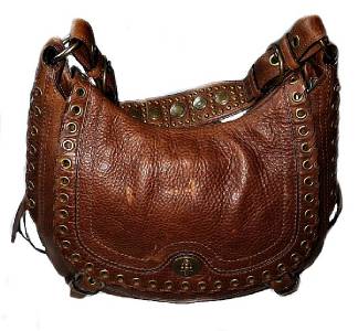 Coach Ltd Ed Studded Lace Flap Tobacco Leather LG Abbey Satchel