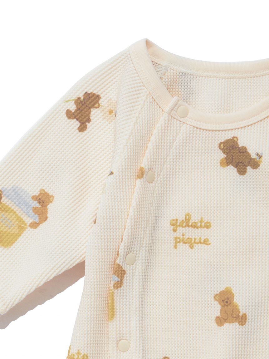 BABY】新生児はちみつベア柄2WAYオール(ロンパース)｜ルームウェア