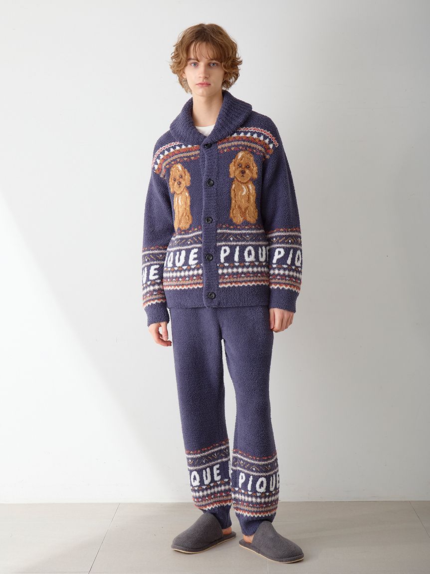 HOMME】 パウダーノルディック DOGジャガードカウチン(カーディガン