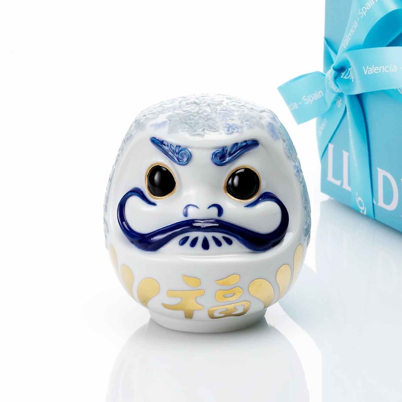 Lladro リヤドロ ダルマ ブルー 12cm 名前 彫刻 刻印 結婚記念日