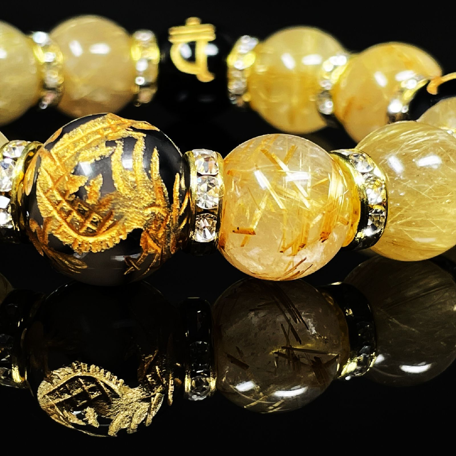 最強開運数珠］16ミリ 14ミリ 守護梵字オニキス 皇帝龍 ドラゴン