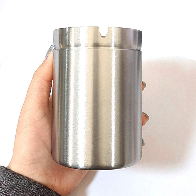 ステンレス製 卓上灰皿 シルバー シンプル おしゃれ 筒型 灰皿