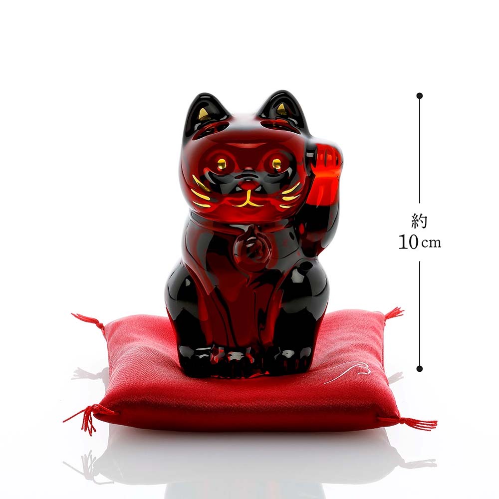 Baccarat バカラ まねき猫 レッド 10cm 座布団付き 名入れ彫刻代込み
