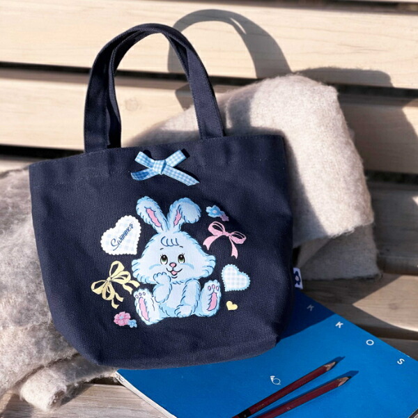 SWIMMER リボンミニトートバッグ NV スイマー ランチトート うさぎ