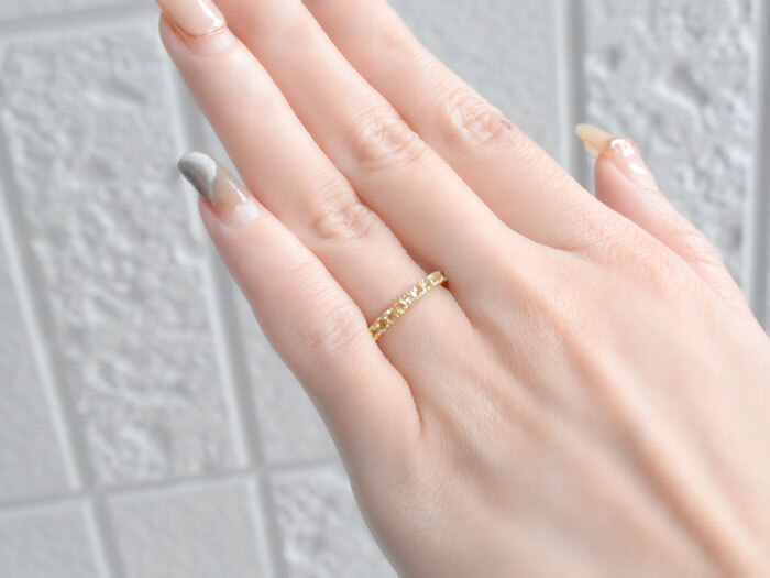 k18 リング シトリン 指輪 ホワイトゴールドk18 エタニティリング