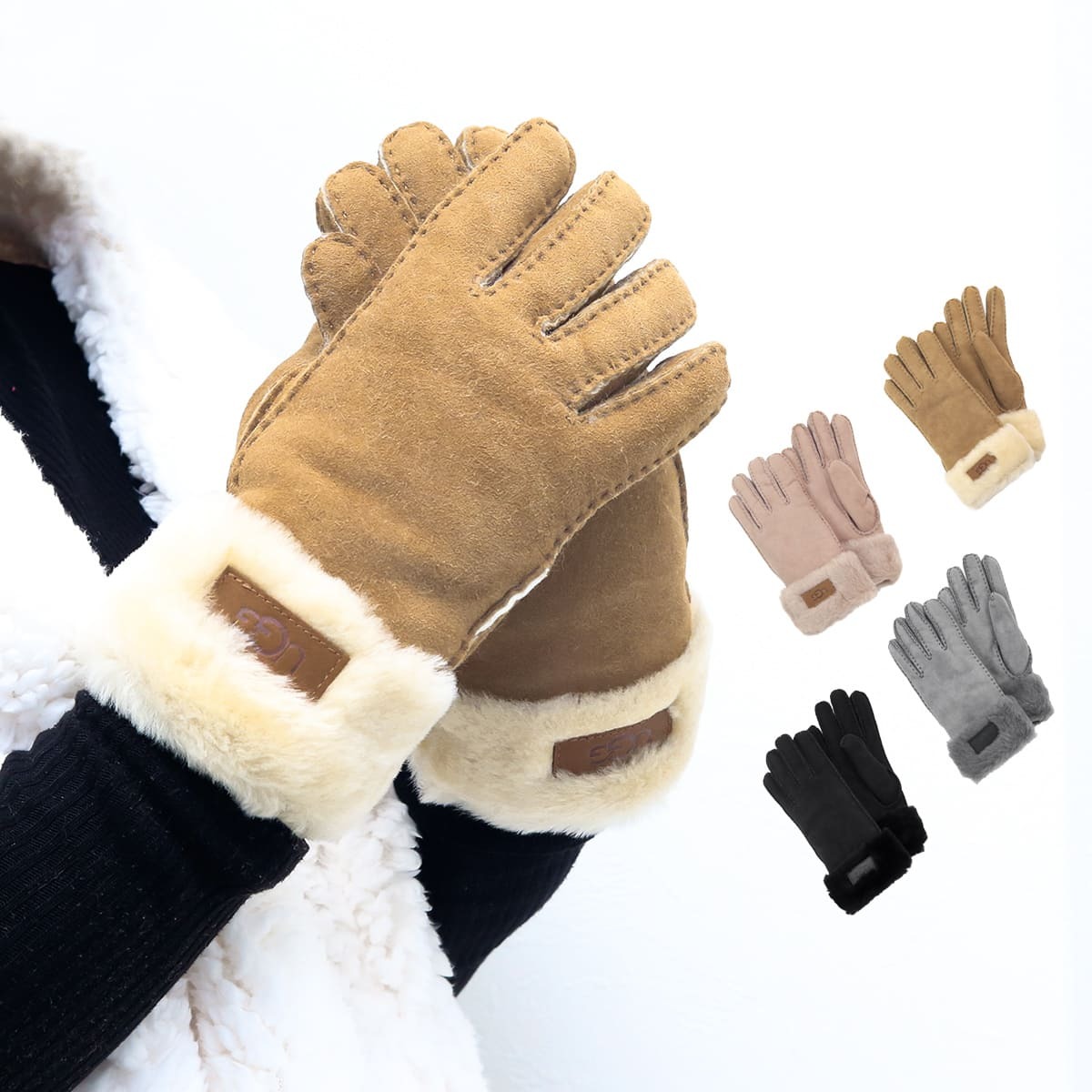 UGG レディース 手袋 アグ カフ グローブ シープスキン ファー W TURN
