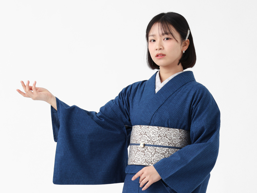 久留米織 木綿着物 2点 セット レース帯 ROCCA 六花 半幅帯 着物