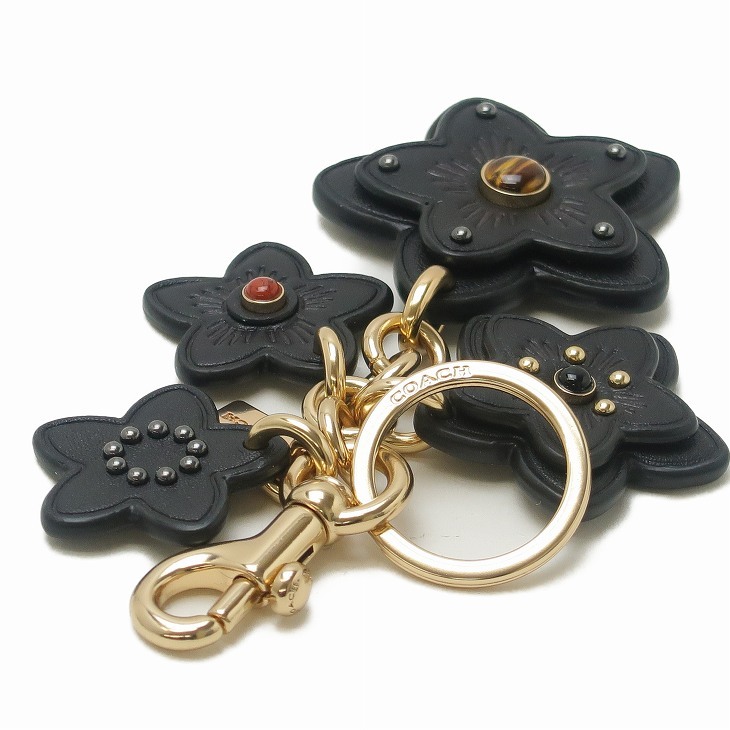 コーチ COACH キーホルダー レディース キーリング バッグチャーム 花