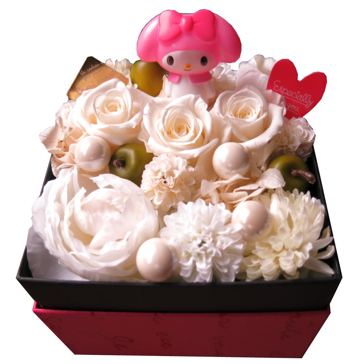 マイメロ 入り 花束風ギフト マイメロディ マスコット入り ボックス 白