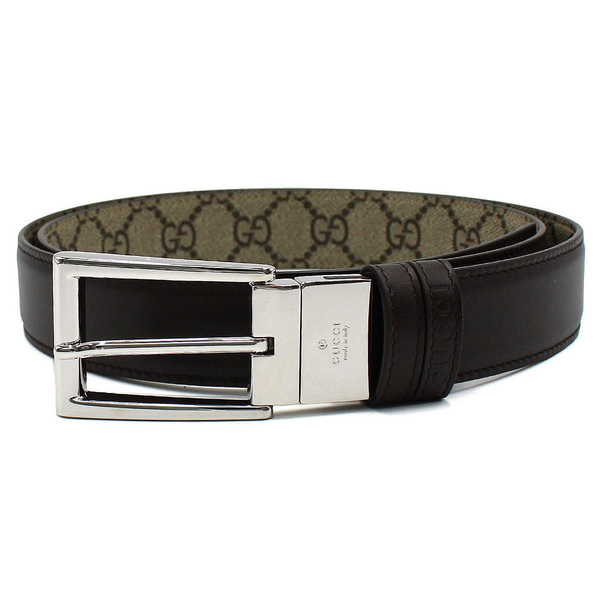 グッチ GUCCI ベルト リバーシブル 回転バックル スクエアバックル GG