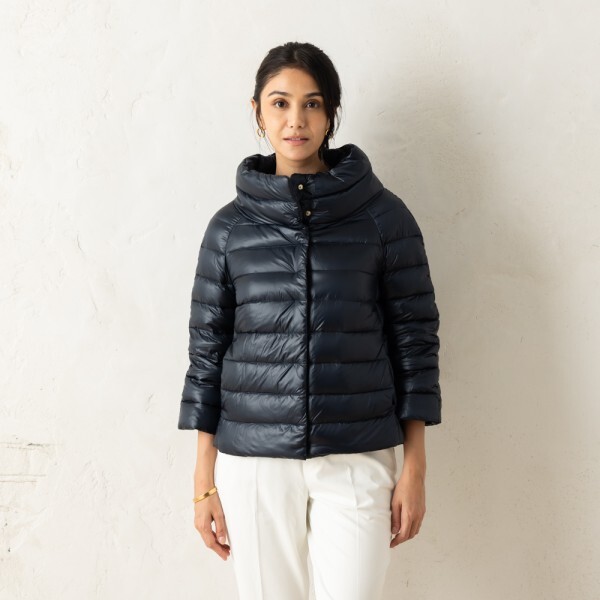 ヘルノ ダウンジャケット コート ケープ ネイビー レディース HERNO