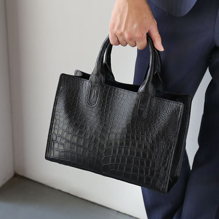 クロコダイル ミニトートバッグ メンズ トートバッグ 2WAY ショルダー