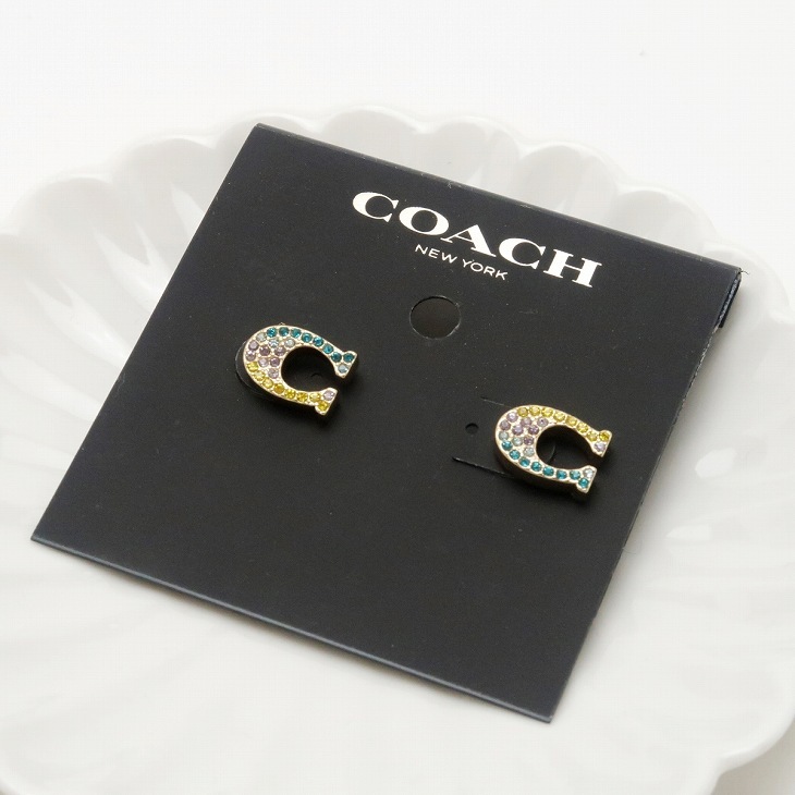 コーチ COACH ピアス ラインストーン Cロゴ パヴェ スタッズ