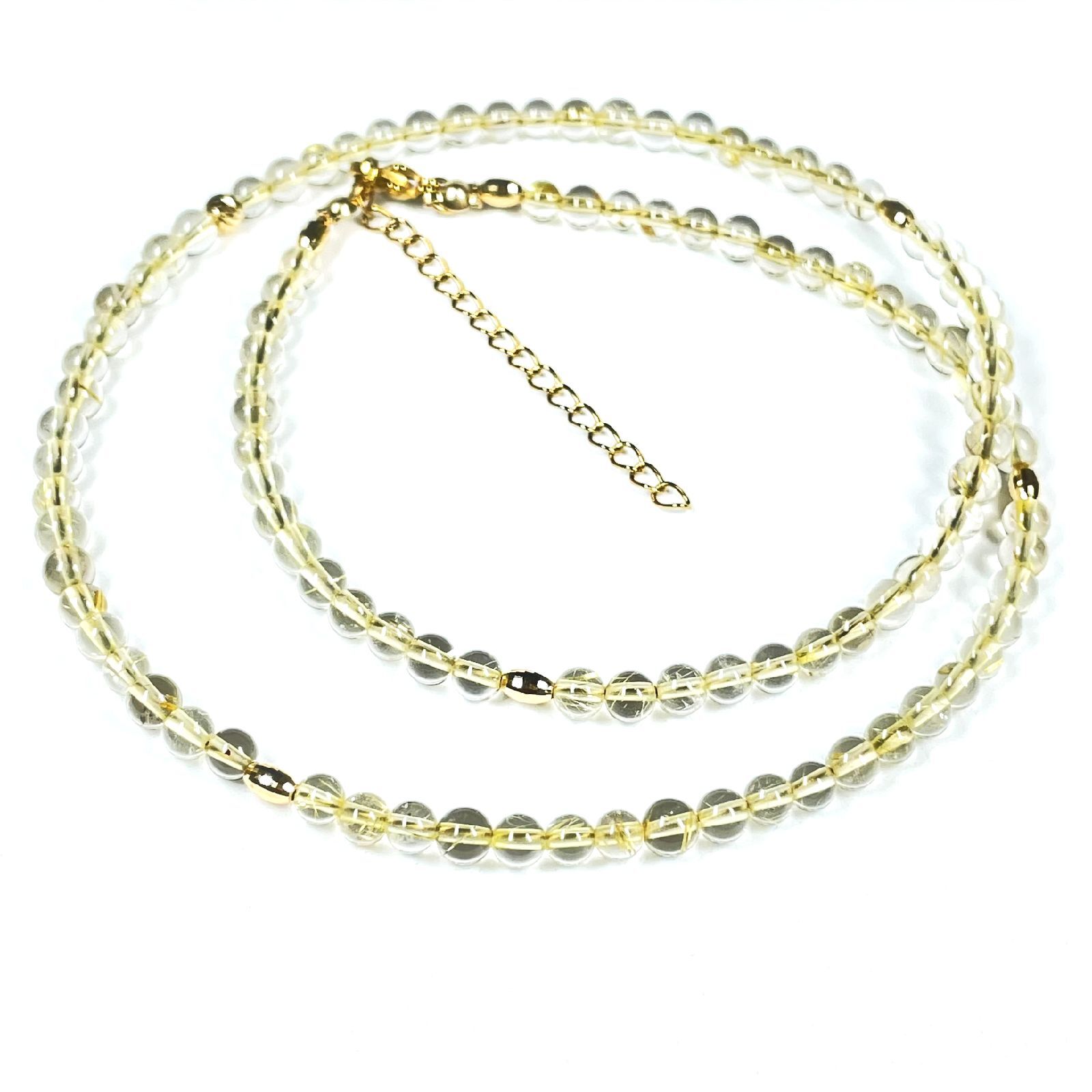 キラキラ輝くルチルと K18が最高］4ミリ ゴールドルチル K18ビーズ