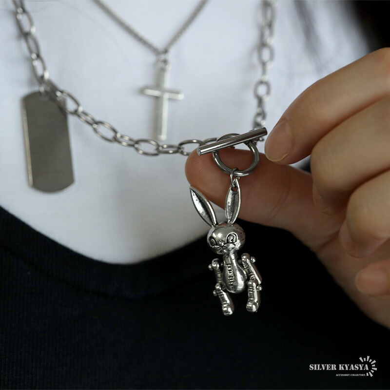 重ね付けネックレス ロングネックレス ペンダント 兎 うさぎ クロス