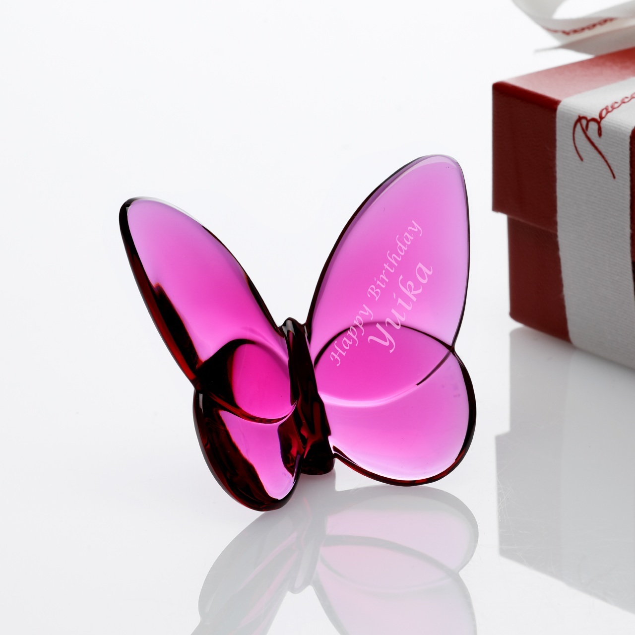 Baccart バカラ ラッキーバタフライ ピオニー 名入れ彫刻代込み 正規品