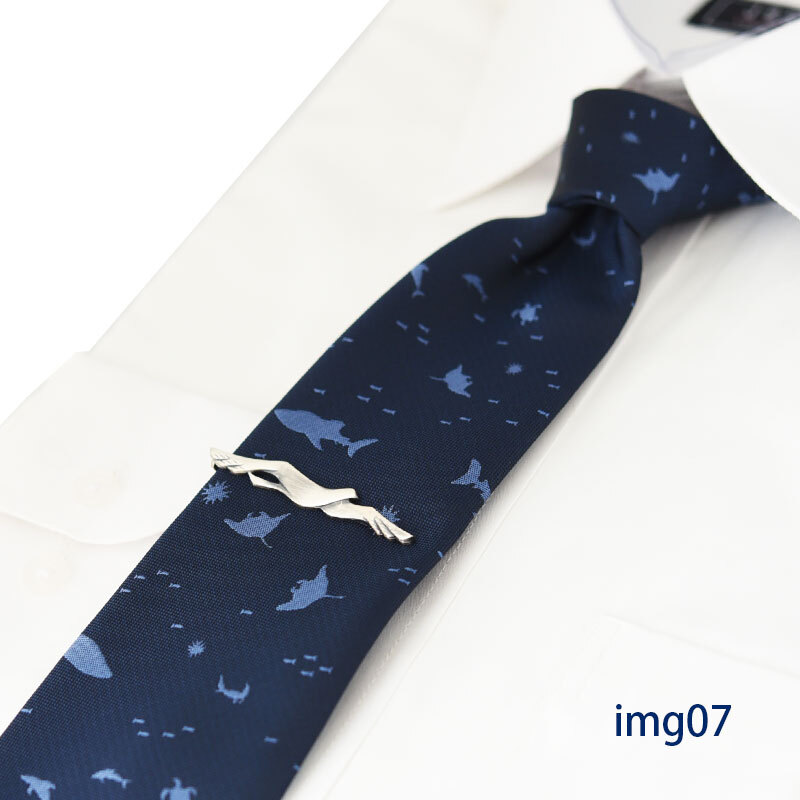 ネクタイ ネクタイピン セット おしゃれ 水族館 海 サメ シルエット