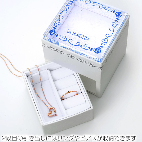 一粒ダイヤ ピンクゴールドネックレス ハート クリスマスギフト BOX名