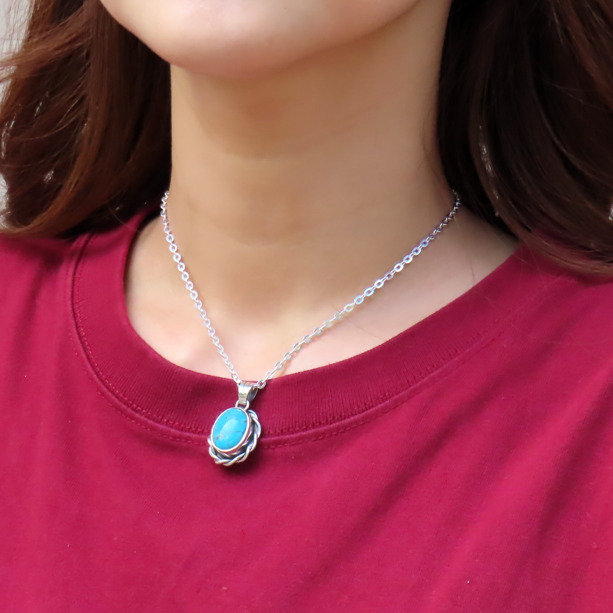 ターコイズネックレス シルバー925 【刻印無料】 ターコイズ トルコ石