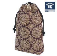 印伝 【甲州印伝 印傳屋 上原勇七】合切袋 巾着 【特別発注柄】【マチ