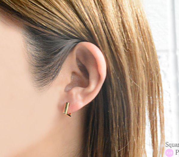 k18 ピアス 四角 イエローゴールドk18 フープピアス スクウェア 四角形