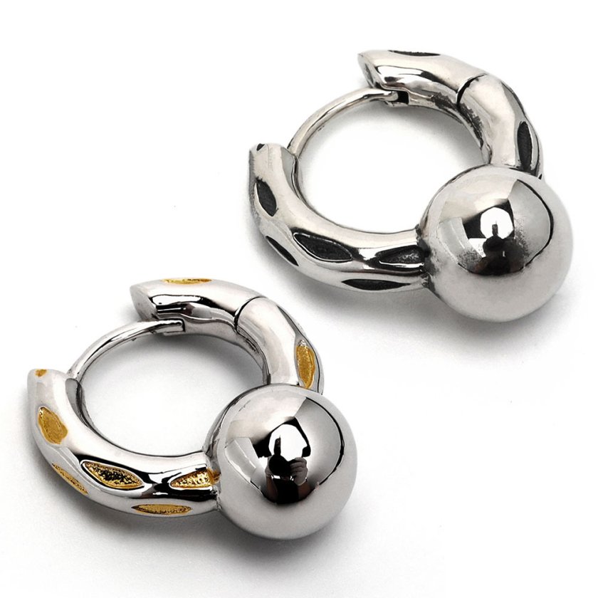 フープピアス メンズ シルバー925 オーブ ゴールド シルバー 模様